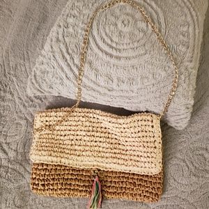 NWOT Straw Purse with chain